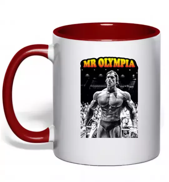 Чашка с цветной ручкой Mr. Olympia Красный фото