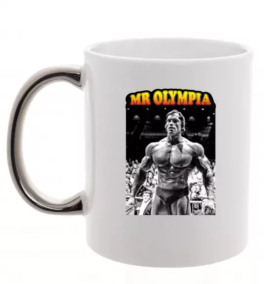 Чашка с цветной ручкой Mr. Olympia Серебро фото