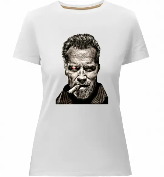 Жіноча преміум футболка Шварценеггер термінатор Білий фото