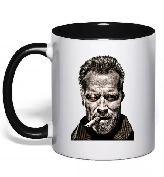 Чашка с цветной ручкой Шварценеггер термінатор Черный фото