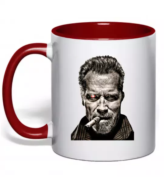 Чашка с цветной ручкой Шварценеггер термінатор Красный фото