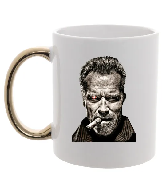 Чашка с цветной ручкой Шварценеггер термінатор Золото фото