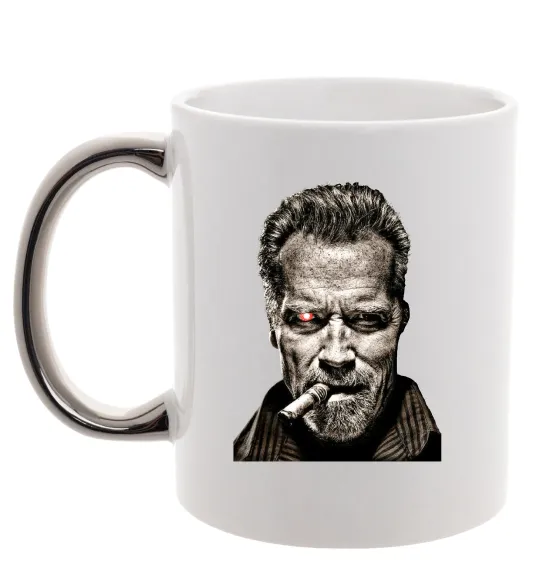 Чашка с цветной ручкой Шварценеггер термінатор Серебро фото