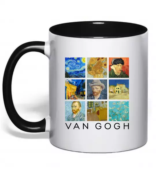 Чашка з кольоровою ручкою Van Gogh Чорний фото