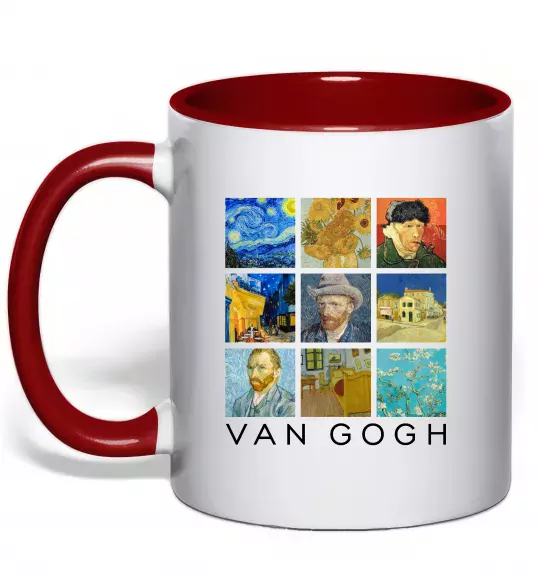 Чашка з кольоровою ручкою Van Gogh Червоний фото