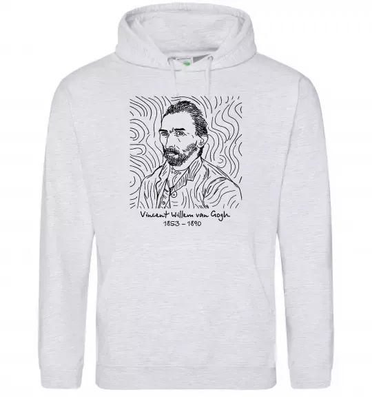 Мужская толстовка (худи) Vincent van Gogh Серый меланж фото