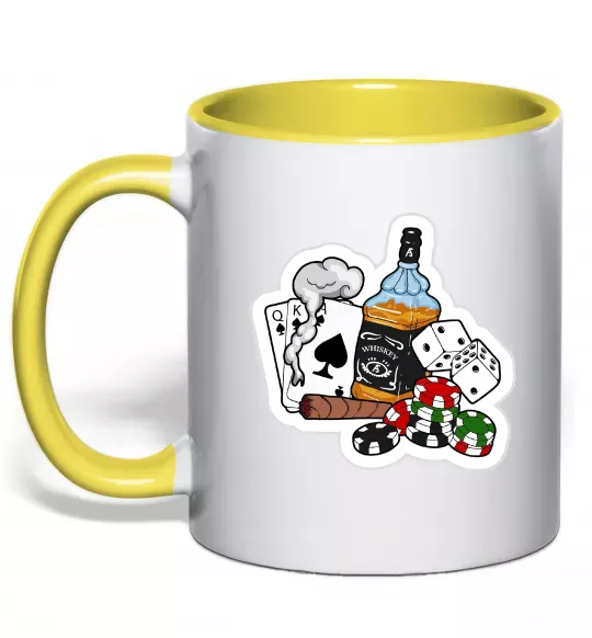 Чашка з кольоровою ручкою Набір п'ятниці Сонячно жовтий фото