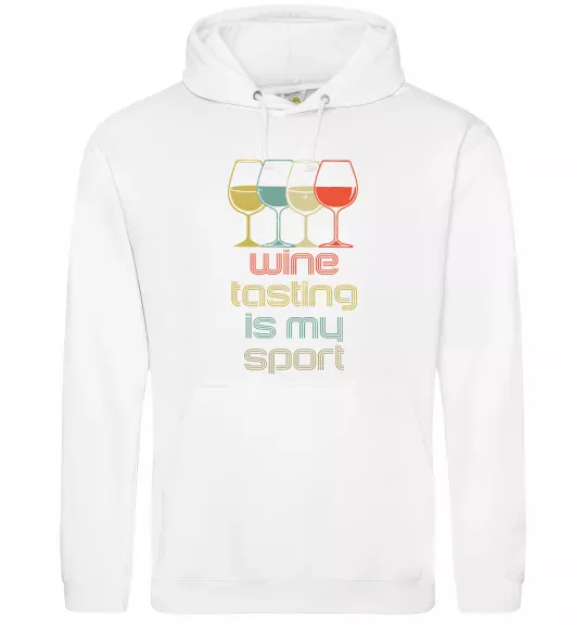 Мужская толстовка (худи) Wine tasting is my sport Белый фото