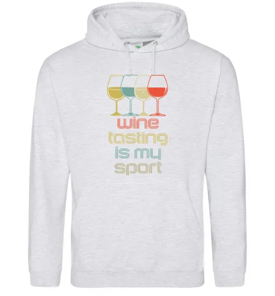 Жіноча толстовка (худі) Wine tasting is my sport Сірий меланж фото