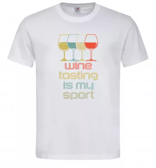 Чоловіча футболка Wine tasting is my sport Білий фото
