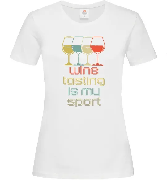 Жіноча футболка Wine tasting is my sport Білий фото