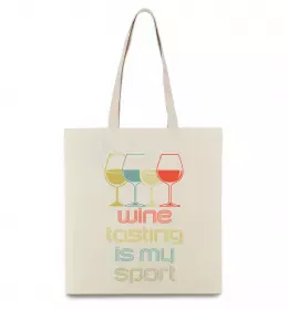 Еко-сумка Wine tasting is my sport Бежевий фото