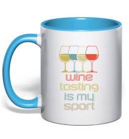 Чашка з кольоровою ручкою Wine tasting is my sport