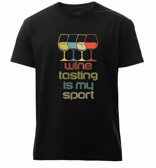 Чоловіча преміум футболка Wine tasting is my sport Чорний фото