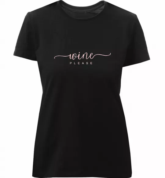 Жіноча преміум футболка Wine please Чорний фото