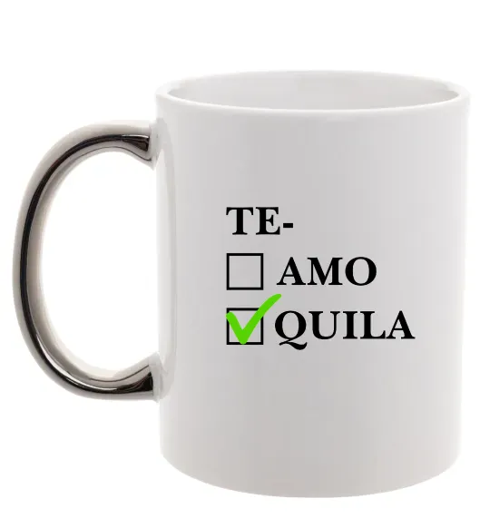 Чашка с цветной ручкой Te-quila Серебро фото