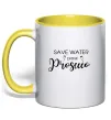 Чашка с цветной ручкой Save water, drink prosecco Лимонный фото