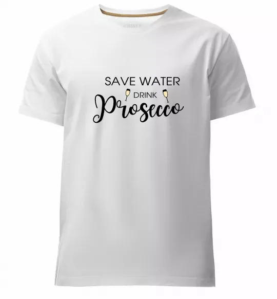 Чоловіча преміум футболка Save water, drink prosecco Білий фото