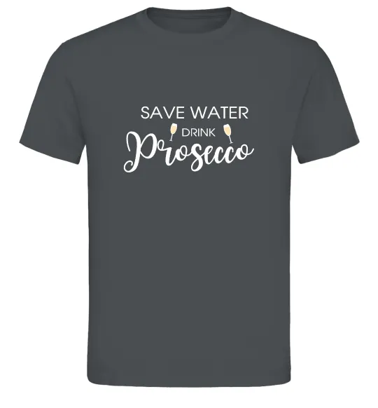 Чоловіча футболка Save water, drink prosecco Графіт фото