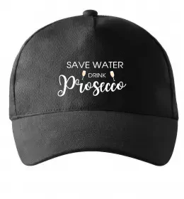 Кепка Save water, drink prosecco Черный фото