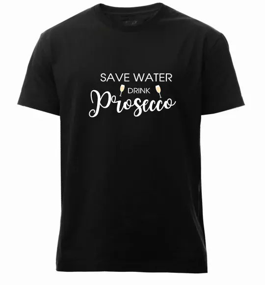 Чоловіча преміум футболка Save water, drink prosecco Чорний фото
