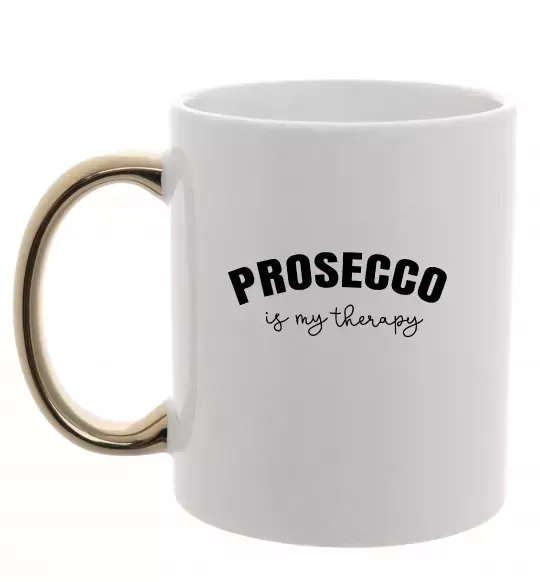 Чашка с цветной ручкой Prosseco is my therapy Золото фото