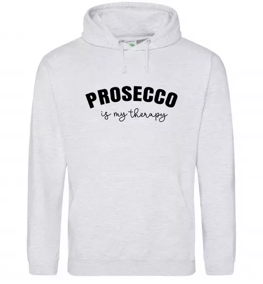 Женская толстовка (худи) Prosseco is my therapy Серый меланж фото