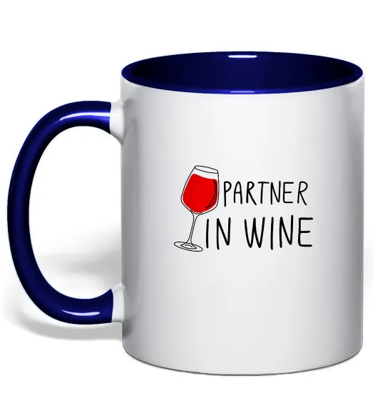 Чашка з кольоровою ручкою Partner in wine Глибокий темно-синій фото