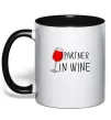 Чашка з кольоровою ручкою Partner in wine Чорний фото