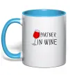 Чашка з кольоровою ручкою Partner in wine Блакитний фото