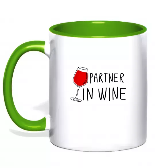 Чашка з кольоровою ручкою Partner in wine Зелений фото