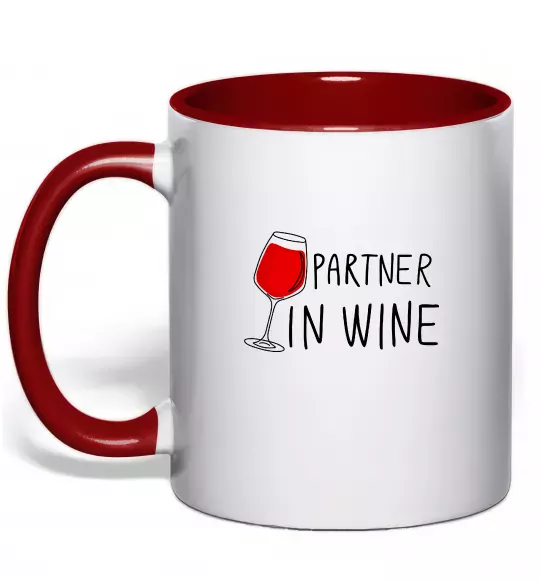 Чашка з кольоровою ручкою Partner in wine Червоний фото