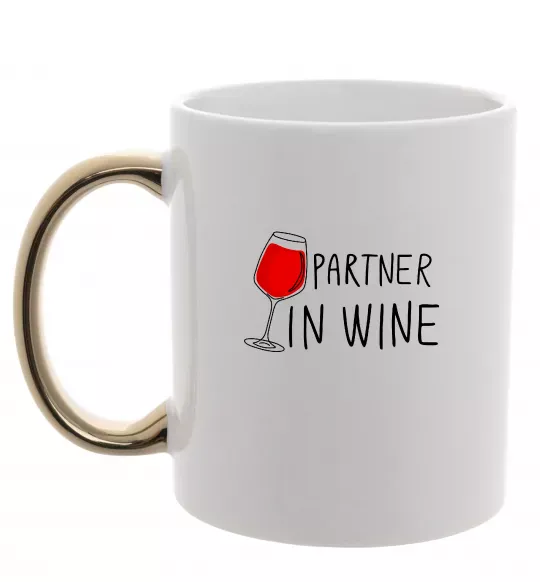 Чашка з кольоровою ручкою Partner in wine Золото фото