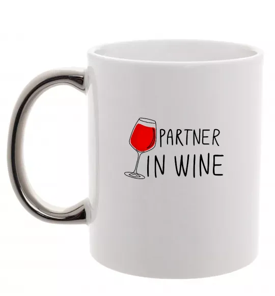 Чашка з кольоровою ручкою Partner in wine Срібло фото