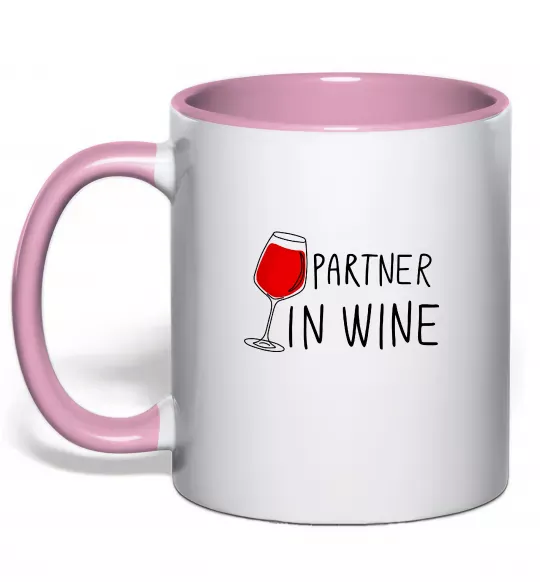 Чашка з кольоровою ручкою Partner in wine Ніжно рожевий фото