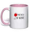 Чашка з кольоровою ручкою Partner in wine Ніжно рожевий фото