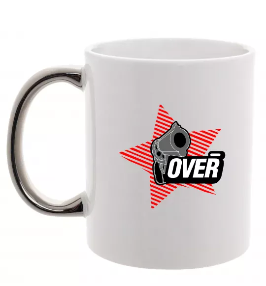 Чашка з кольоровою ручкою oveR Срібло фото