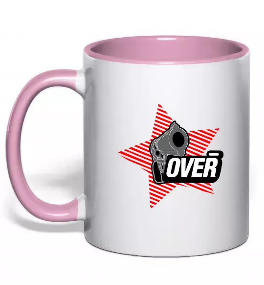 Чашка з кольоровою ручкою oveR Ніжно рожевий фото