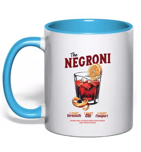 Чашка з кольоровою ручкою The negroni Блакитний фото