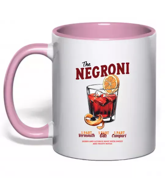 Чашка з кольоровою ручкою The negroni Ніжно рожевий фото