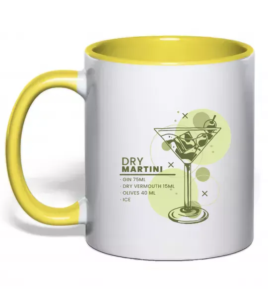 Чашка з кольоровою ручкою Martini dry Сонячно жовтий фото