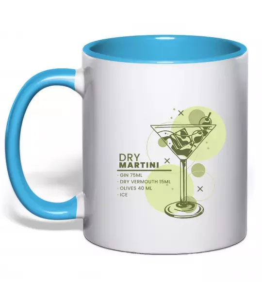 Чашка з кольоровою ручкою Martini dry Блакитний фото
