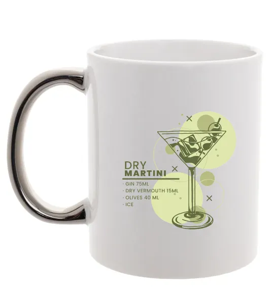 Чашка з кольоровою ручкою Martini dry Срібло фото