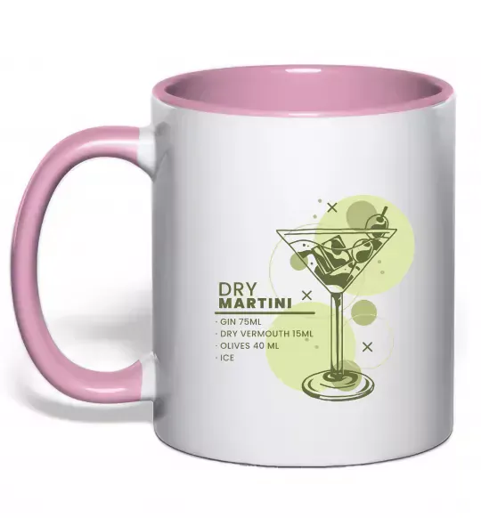 Чашка з кольоровою ручкою Martini dry Ніжно рожевий фото