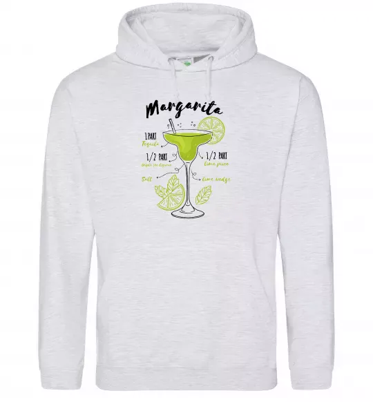 Мужская толстовка (худи) Margarita коктейль Серый меланж фото