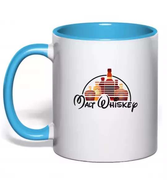 Чашка з кольоровою ручкою Malt Whiskey Блакитний фото