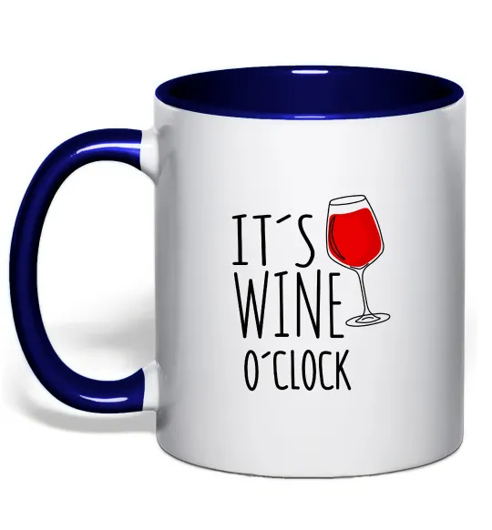 Чашка з кольоровою ручкою It`s wine o`clock Глибокий темно-синій фото