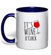 Чашка з кольоровою ручкою It`s wine o`clock Глибокий темно-синій фото