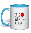 Чашка з кольоровою ручкою It`s wine o`clock Блакитний фото