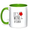 Чашка з кольоровою ручкою It`s wine o`clock Зелений фото